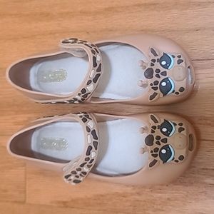 BROWN MINI MELISSA GIRAFFE PEEP TOE SHOES in size C10